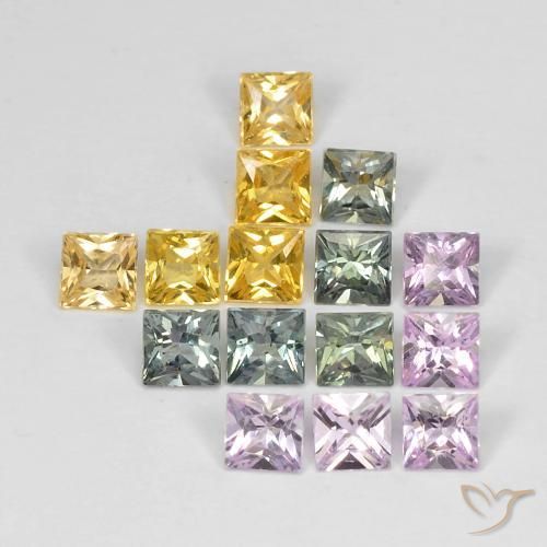 3.56 ct natürliche Mehrfarbig Saphir-Edelsteine, Quadrat, VS