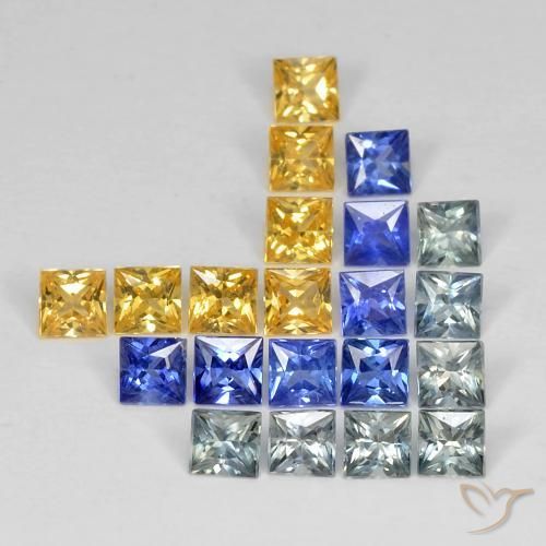 3.27 ct natürliche Mehrfarbig Saphir-Edelsteine, Quadrat, VS