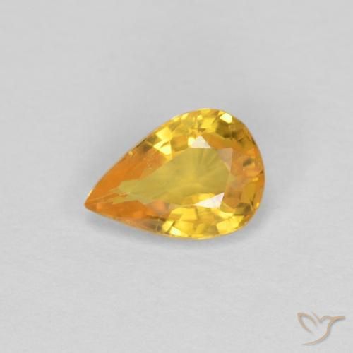 0.50ct Natürlicher Mittleres Gold Saphir, Birnenform, VS