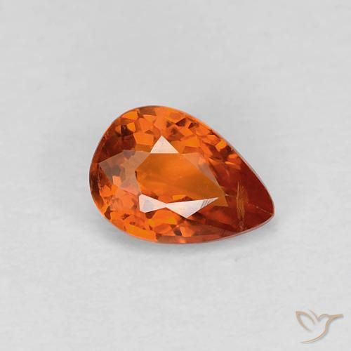 0.60ct Natürlicher Mittelorange Saphir, Birnenform, VVS-VS