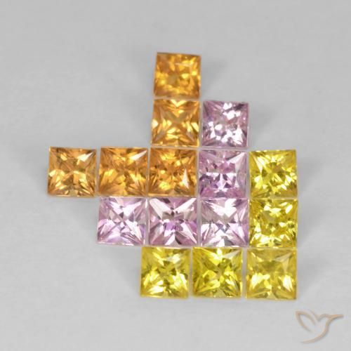 1.92 ct natürliche Mehrfarbig Saphir-Edelsteine, Quadrat, VS