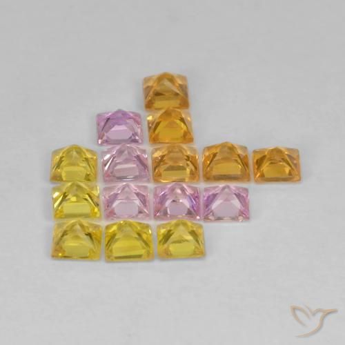 1.92 ct natürliche Mehrfarbig Saphir-Edelsteine, Quadrat, VS