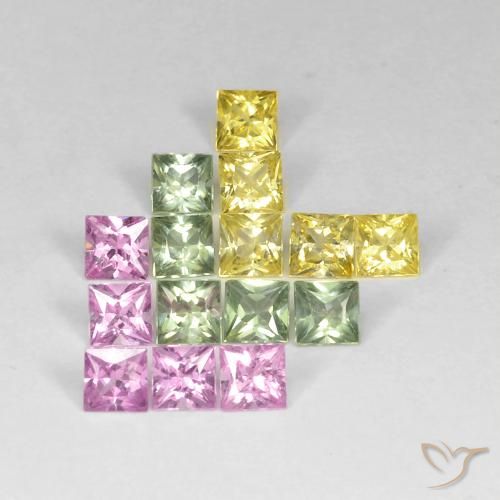 2.93 ct natürliche Mehrfarbig Saphir-Edelsteine, Quadrat, VS