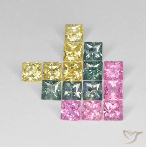 4.26 ct natürliche Mehrfarbig Saphir-Edelsteine, Quadrat, VS