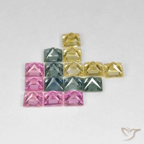 4.26 ct natürliche Mehrfarbig Saphir-Edelsteine, Quadrat, VS