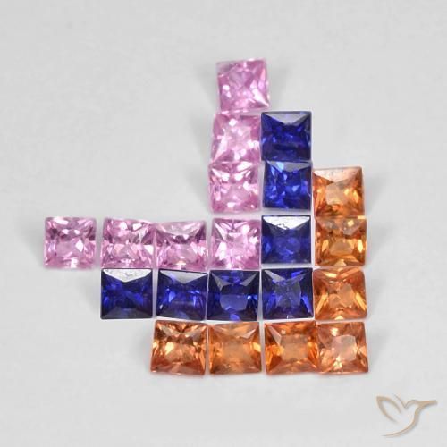 1.53 ct natürliche Mehrfarbig Saphir-Edelsteine, Quadrat, VS
