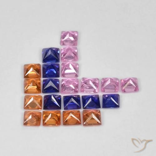 1.53 ct natürliche Mehrfarbig Saphir-Edelsteine, Quadrat, VS