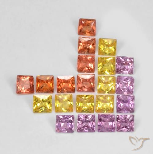 1.62 ct natürliche Mehrfarbig Saphir-Edelsteine, Quadrat, VS