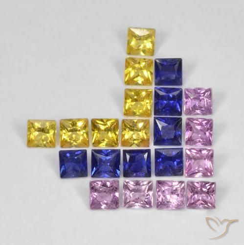 1.66 ct natürliche Mehrfarbig Saphir-Edelsteine, Quadrat, VS