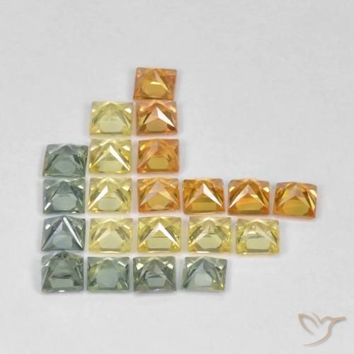 3.07 ct natürliche Mehrfarbig Saphir-Edelsteine, Quadrat, VS