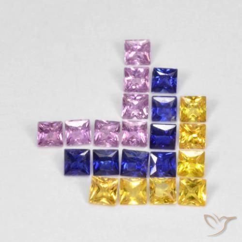 1.53 ct natürliche Mehrfarbig Saphir-Edelsteine, Quadrat, VS