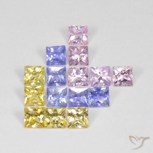2.72 ct natürliche Mehrfarbig Saphir-Edelsteine, Quadrat, VS
