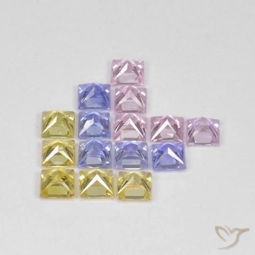 2.72 ct natürliche Mehrfarbig Saphir-Edelsteine, Quadrat, VS