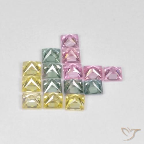 2.66 ct natürliche Mehrfarbig Saphir-Edelsteine, Quadrat, VS