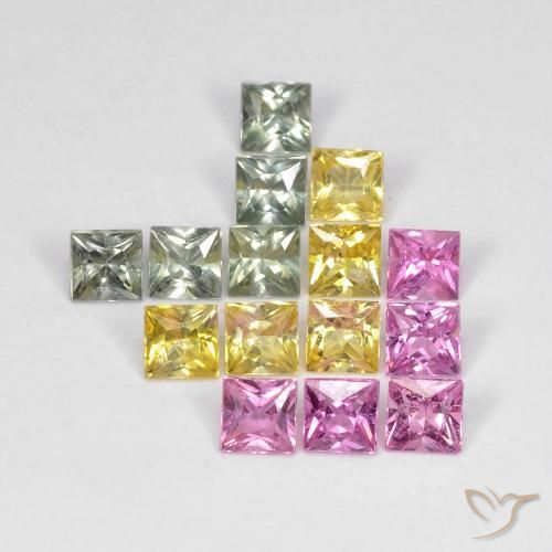 3.26 ct natürliche Mehrfarbig Saphir-Edelsteine, Quadrat, VS