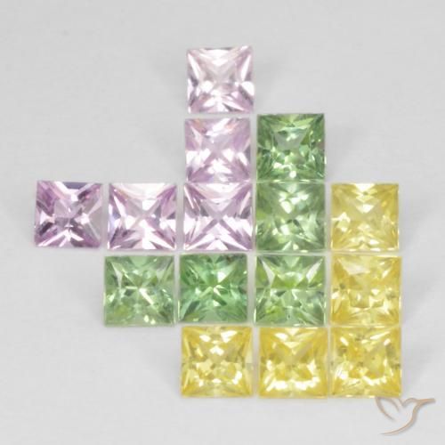 2.87 ct natürliche Mehrfarbig Saphir-Edelsteine, Quadrat, VS
