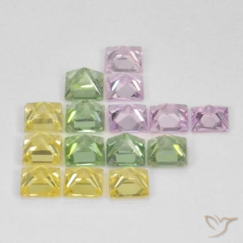 2.87 ct natürliche Mehrfarbig Saphir-Edelsteine, Quadrat, VS
