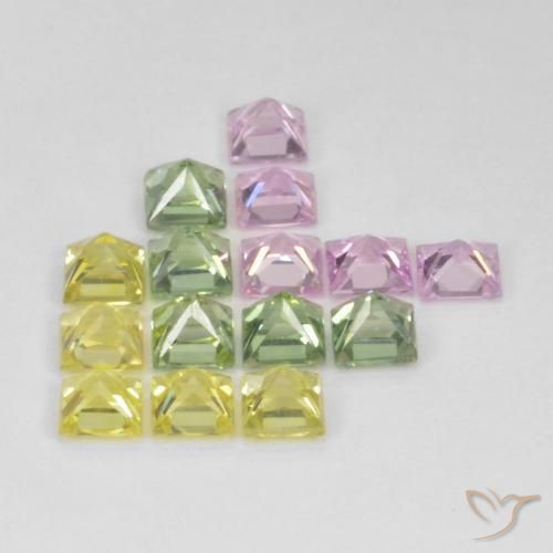 3.10 ct natürliche Mehrfarbig Saphir-Edelsteine, Quadrat, VS