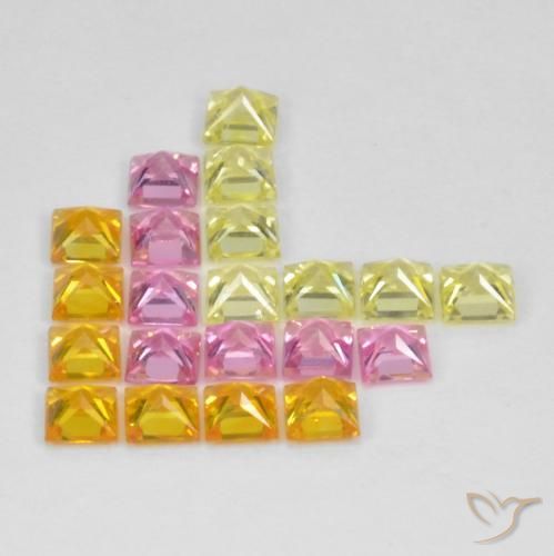 3.39 ct natürliche Mehrfarbig Saphir-Edelsteine, Quadrat, VS