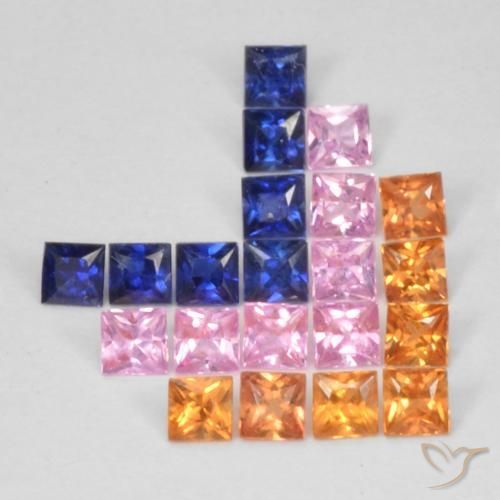 1.49 ct natürliche Mehrfarbig Saphir-Edelsteine, Quadrat, VS