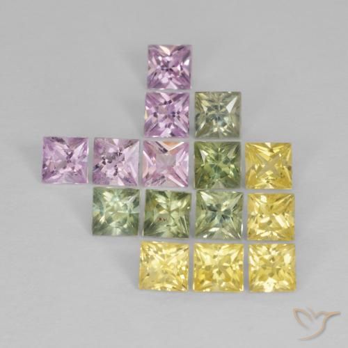 3.01 ct natürliche Mehrfarbig Saphir-Edelsteine, Quadrat, VS