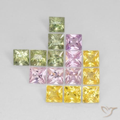3.35 ct natürliche Mehrfarbig Saphir-Edelsteine, Quadrat, VS