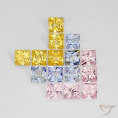 2.62 ct natürliche Mehrfarbig Saphir-Edelsteine, Quadrat, VS