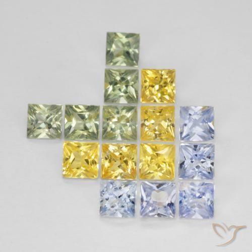 3.29 ct natürliche Mehrfarbig Saphir-Edelsteine, Quadrat, VS