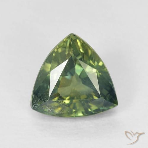 0.89ct Natürlicher gelblich-grün Saphir, Trillion, VS