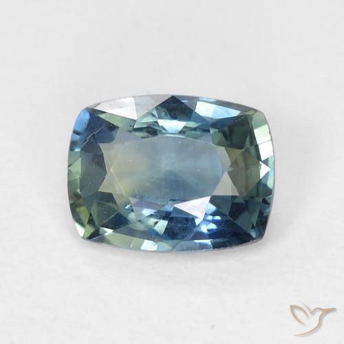 0.90ct Natürlicher Blaugrün Saphir, Kissen, VVS-VS