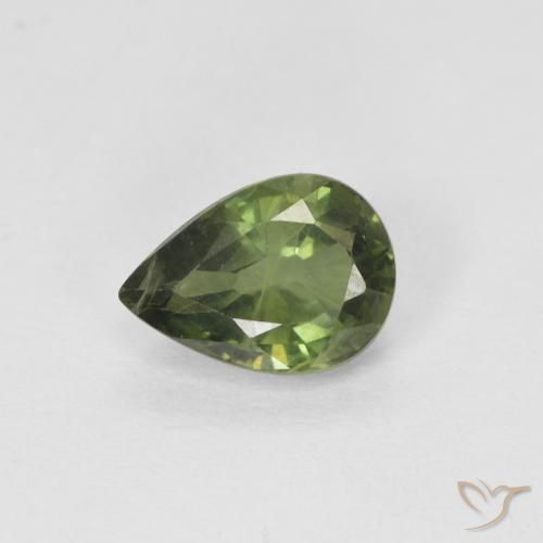 0.99ct Natürlicher Erdiges Grün Saphir, Birnenform, VS-SI