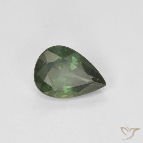 0.92ct Natürlicher dunkelgrün Saphir, Birnenform, VS