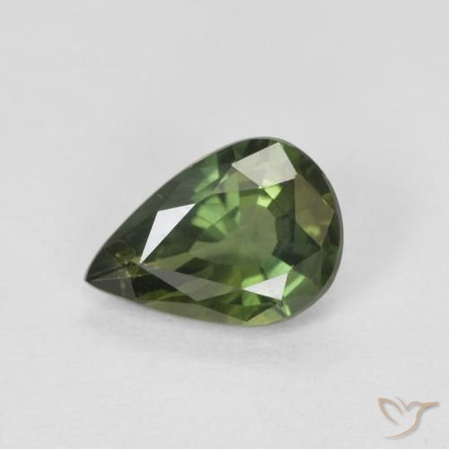 0.76ct Natürlicher Warmes Waldgrün Saphir, Birnenform, VS