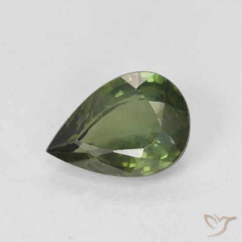 0.89ct Natürlicher Helles Waldgrün Saphir, Birnenform, VS