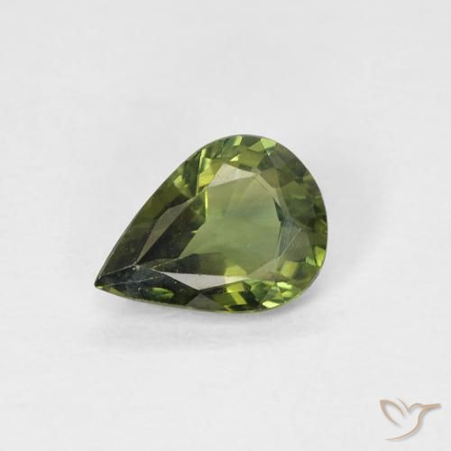 0.69ct Natürlicher gelblich-grün Saphir, Birnenform, VS