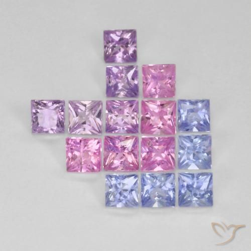1.41 ct natürliche Mehrfarbig Saphir-Edelsteine, Quadrat, VS