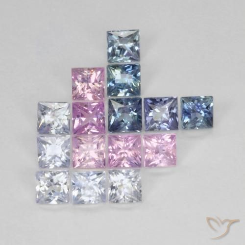 1.47 ct natürliche Mehrfarbig Saphir-Edelsteine, Quadrat, VS