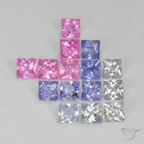 1.36 ct natürliche Mehrfarbig Saphir-Edelsteine, Quadrat, VS