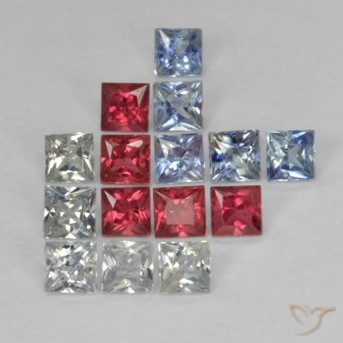 1.65 ct natürliche Mehrfarbig Saphir-Edelsteine, Quadrat, VS