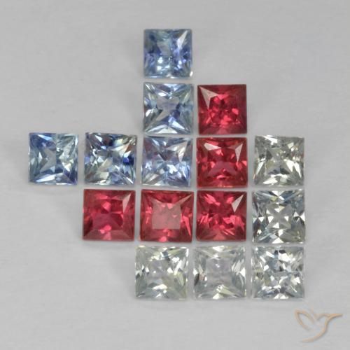 1.65 ct natürliche Mehrfarbig Saphir-Edelsteine, Quadrat, VS