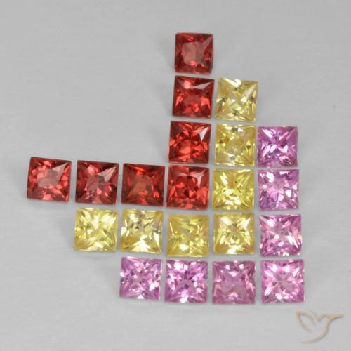 2.25 ct natürliche Mehrfarbig Saphir-Edelsteine, Quadrat, VS