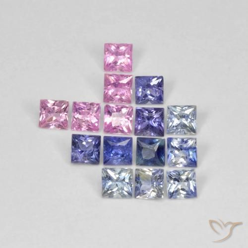 1.40 ct natürliche Mehrfarbig Saphir-Edelsteine, Quadrat, VS