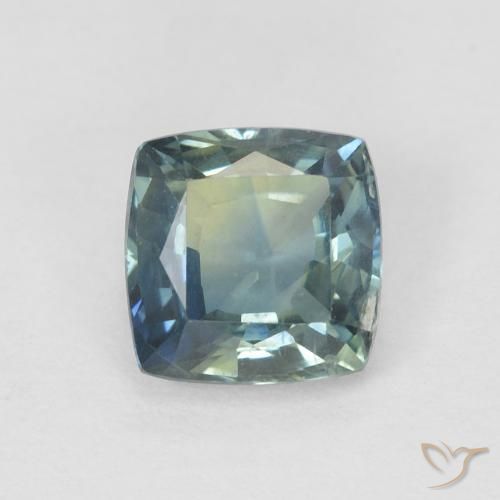 0.91ct Natürlicher grünlich-blau Saphir, Kissen, VS