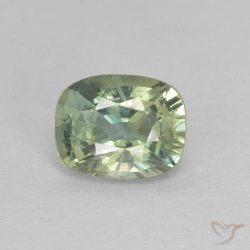 0.69ct Natürlicher hellgrün Saphir, Kissen, VS