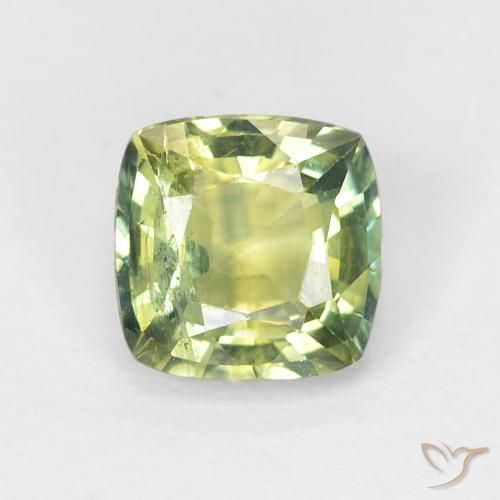 1.19ct Natürlicher gelblich-grün Saphir, Kissen, VS