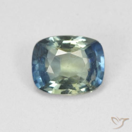 0.79ct Natürlicher Mittelblaues Grün Saphir, Kissen, VS