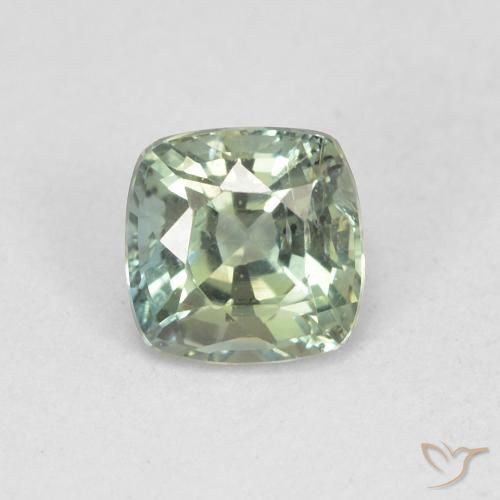 0.84ct Natürlicher Blasses Grün Saphir, Kissen, VS