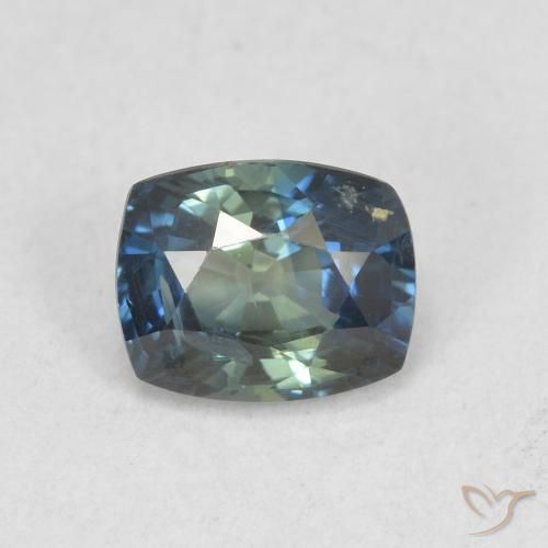 0.83ct Natürlicher Blaugrün Saphir, Kissen, VS