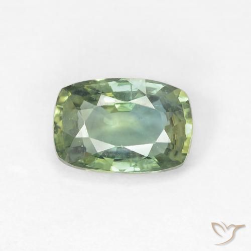 1.00ct Natürlicher hellgrün Saphir, Kissen, VVS-VS