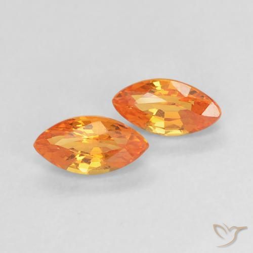 0.49 ct natürliche hellorange Saphir-Edelsteine, Marquise, VVS